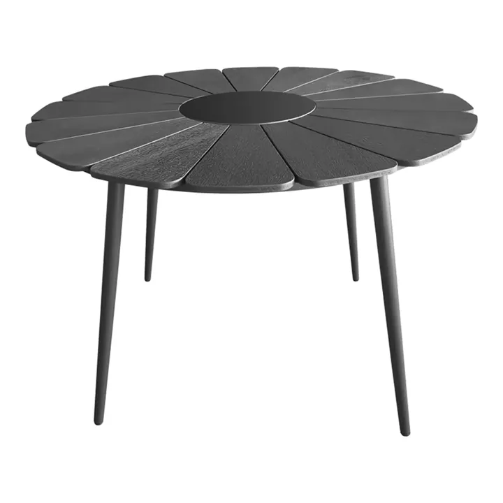 Pinap-Dashiell dining table set of 5 pcs pakoworld black aluminum and plywood in black shade Φ110x74cm