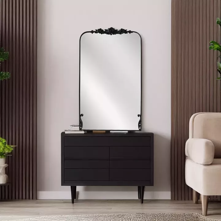Artekko Dia Μαύρος Μεταλλικός Καθρέπτης Τοίχου (58x3.5x92.5)cm