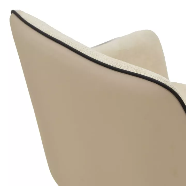 Rotating armchair Debra pakoworld beige fabric-pu with black color metal leg 64x60x83cm