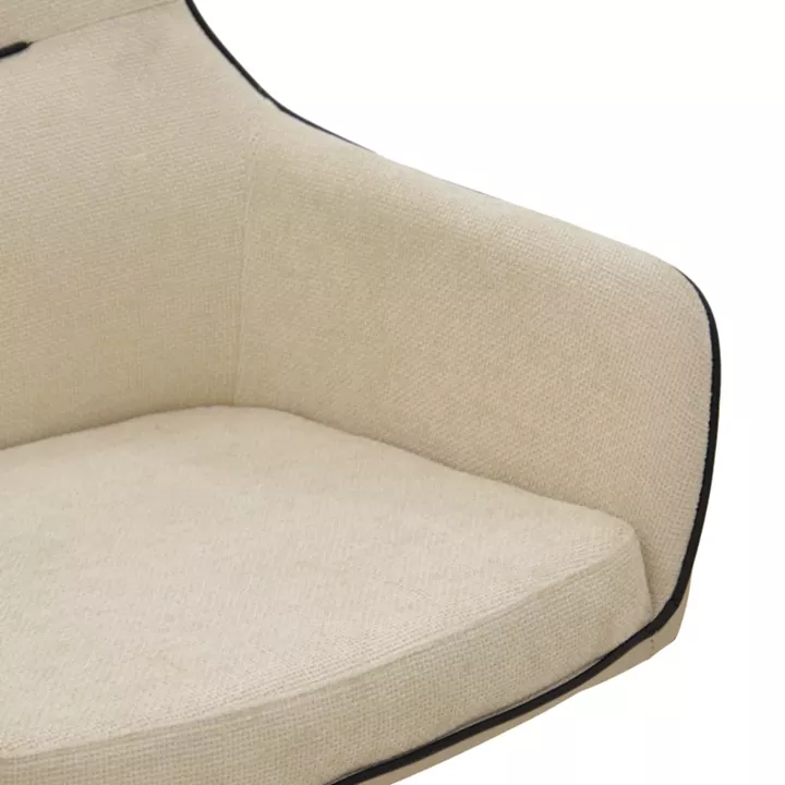 Rotating armchair Debra pakoworld beige fabric-pu with black color metal leg 64x60x83cm