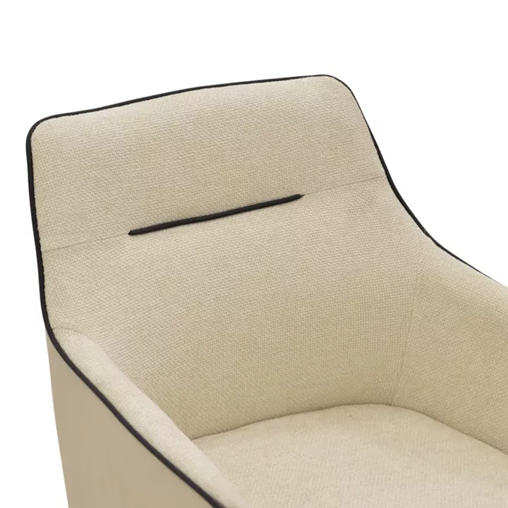 Rotating armchair Debra pakoworld beige fabric-pu with black color metal leg 64x60x83cm