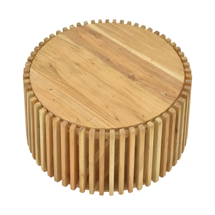 Table with storage space Nesta pakoworld acacia wood in natural shade Φ70x33cm