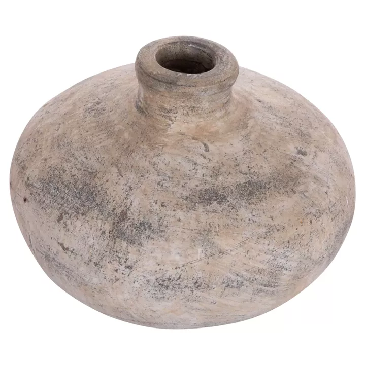 DECORATIVE TABLE VASE VERMO HM4400 TERRACOTTA IN ECRU Φ27x18Hcm.