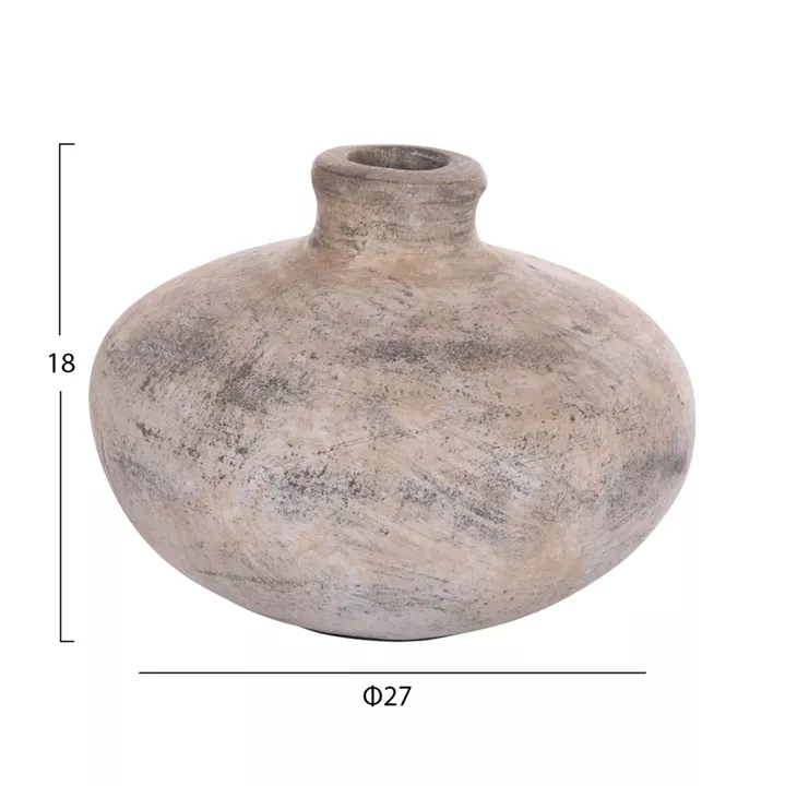 DECORATIVE TABLE VASE VERMO HM4400 TERRACOTTA IN ECRU Φ27x18Hcm.
