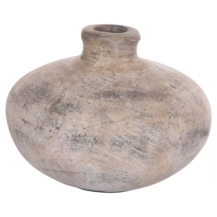 DECORATIVE TABLE VASE VERMO HM4400 TERRACOTTA IN ECRU Φ27x18Hcm.