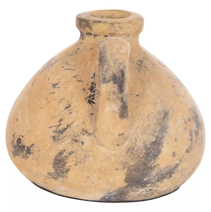 DECORATIVE TABLE VASE VERMO HM4394 TERRACOTTA IN BRUSHED BEIGE Φ22x17Hcm.
