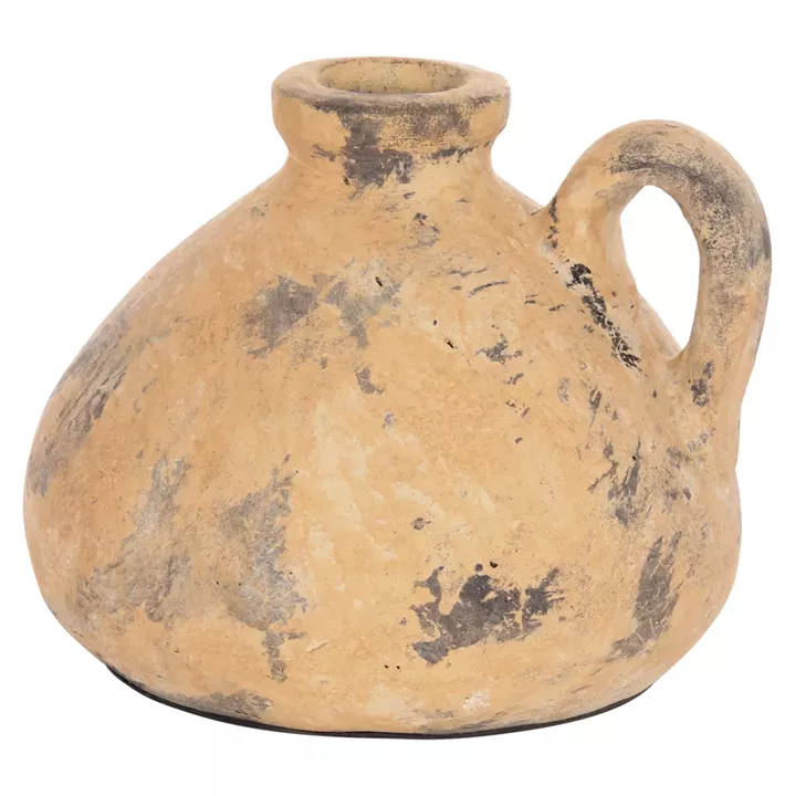 DECORATIVE TABLE VASE VERMO HM4394 TERRACOTTA IN BRUSHED BEIGE Φ22x17Hcm.