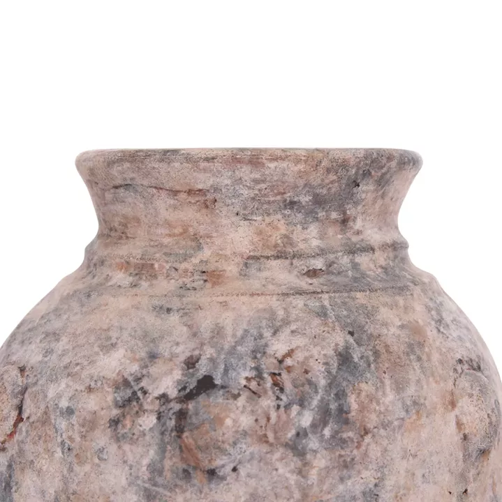 DECORATIVE TABLE VASE VERMO HM4395 TERRACOTTA IN BRUSHED GREY Φ17x19Hcm.