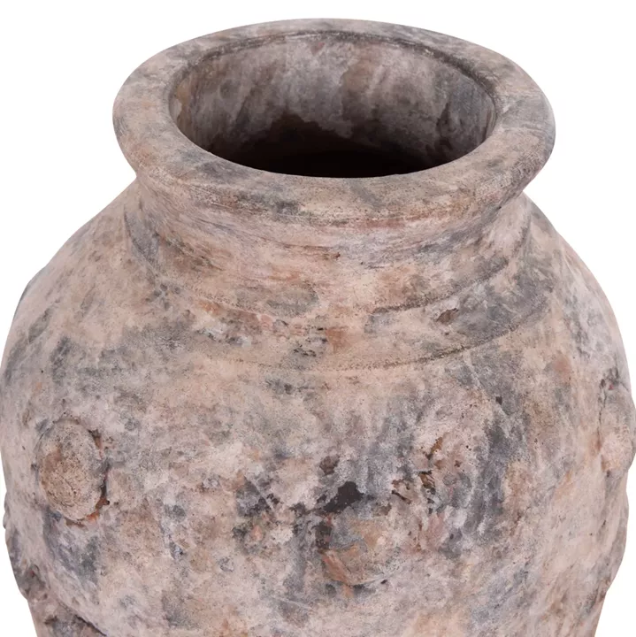 DECORATIVE TABLE VASE VERMO HM4395 TERRACOTTA IN BRUSHED GREY Φ17x19Hcm.