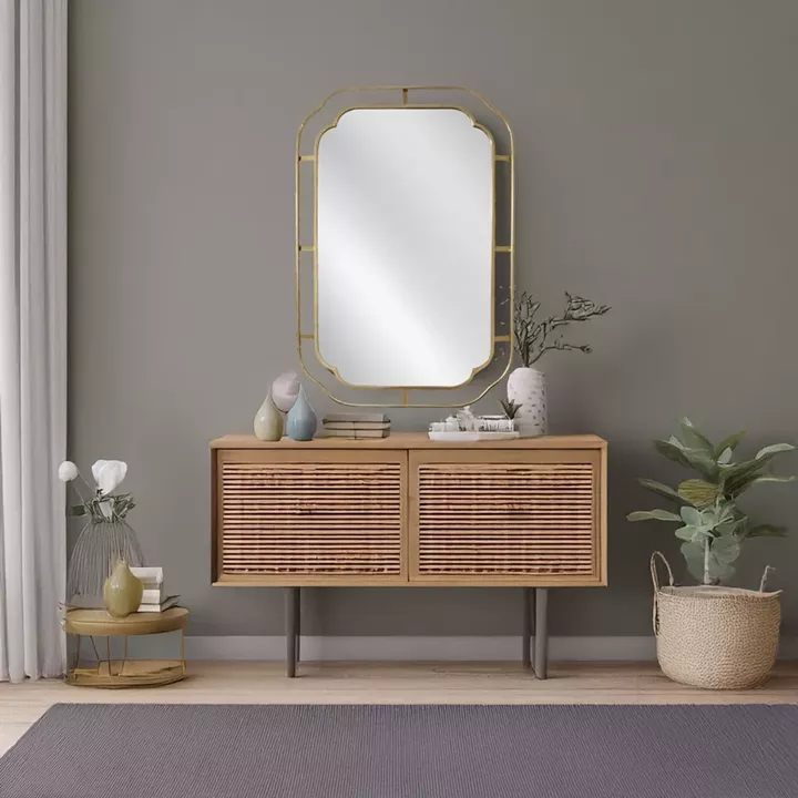 Artekko Dia Χρυσός Μεταλλικός Καθρέπτης Τοίχου (60x2x90)cm