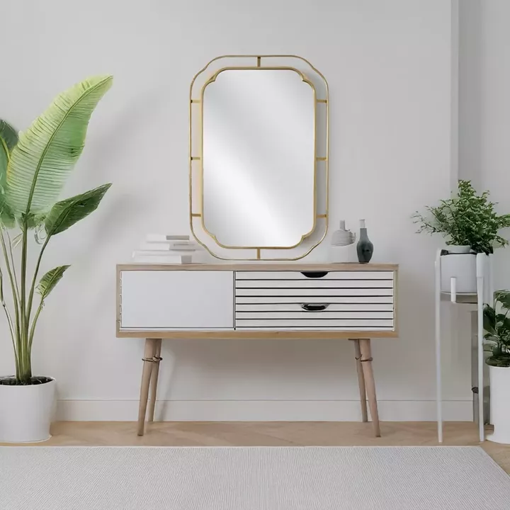 Artekko Dia Χρυσός Μεταλλικός Καθρέπτης Τοίχου (60x2x90)cm