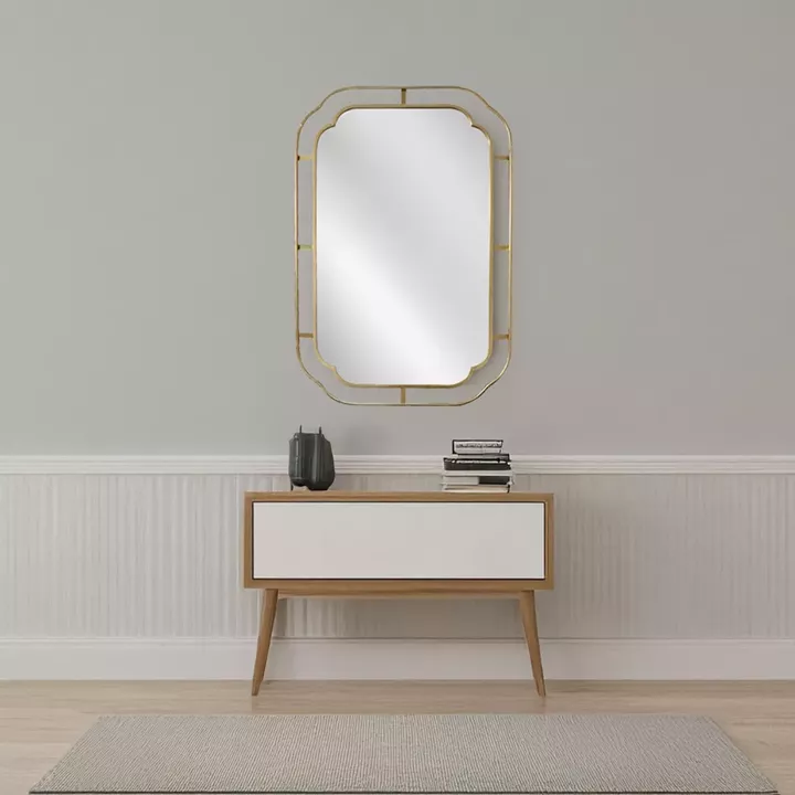 Artekko Dia Χρυσός Μεταλλικός Καθρέπτης Τοίχου (60x2x90)cm
