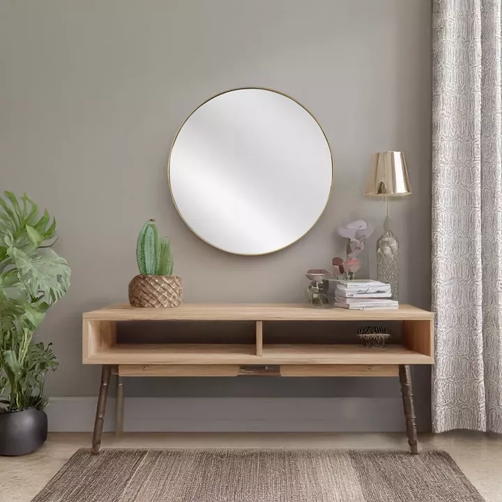 Artekko Dia Χρυσός Μεταλλικός Καθρέπτης Τοίχου (60x1.5x60)cm