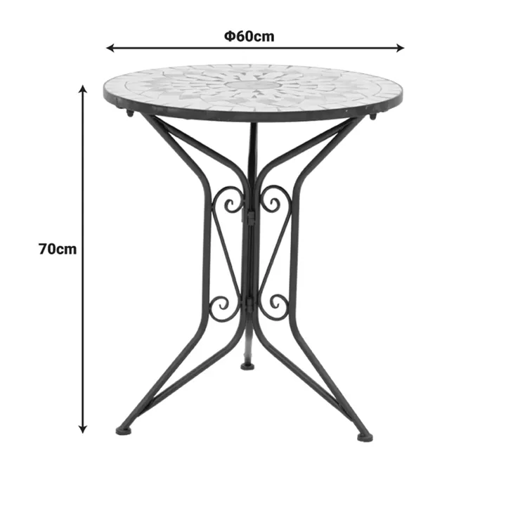 Sellis pakoworld dining set 3pcs mosaic-metal black