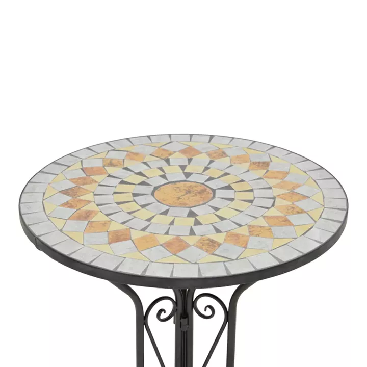 Sellis pakoworld dining set 3pcs mosaic-metal black