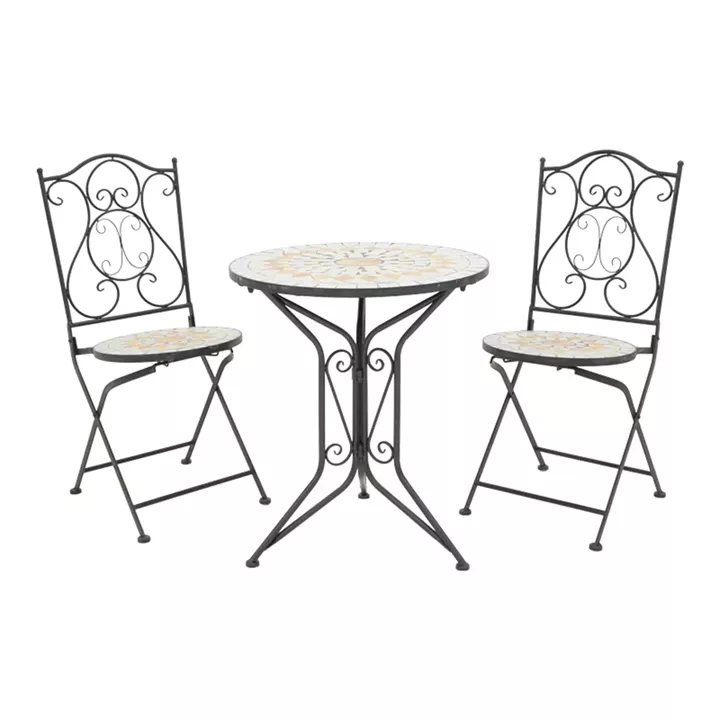 Sellis pakoworld dining set 3pcs mosaic-metal black