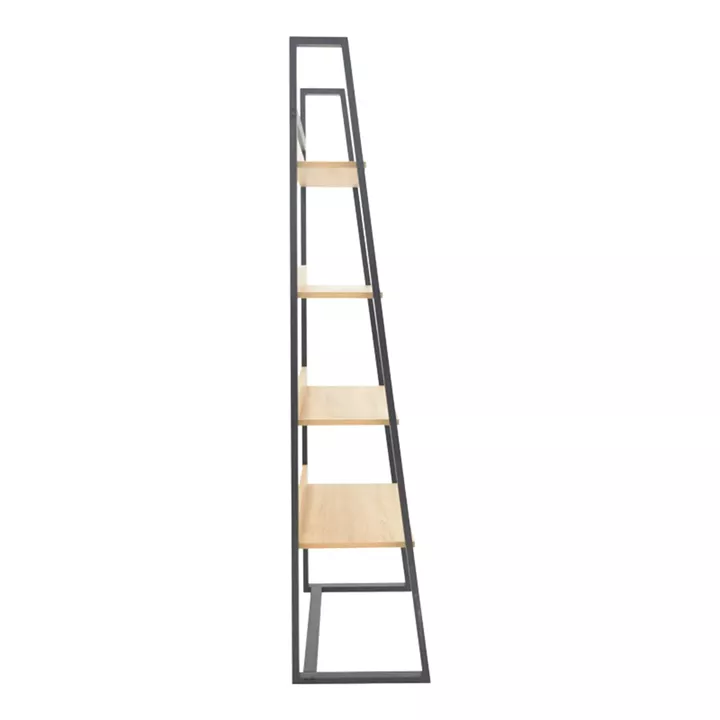 Βιβλιοθήκη Ryder pakoworld σε oak-μαύρη απόχρωση 75x36x185εκ