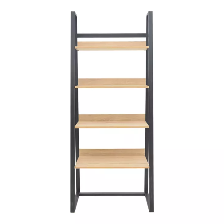 Βιβλιοθήκη Ryder pakoworld σε oak-μαύρη απόχρωση 75x36x185εκ