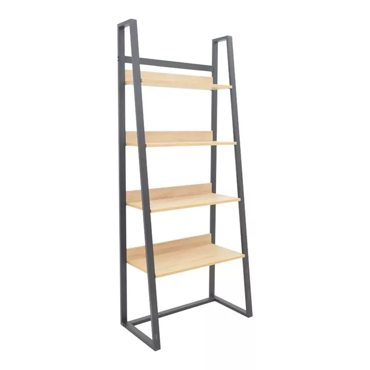Βιβλιοθήκη Ryder pakoworld σε oak-μαύρη απόχρωση 75x36x185εκ