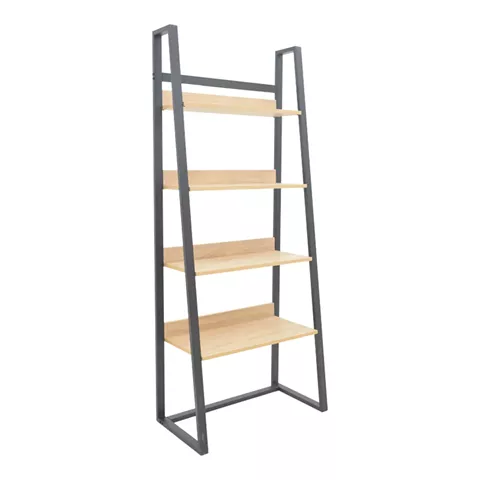 Ryder pakoworld bookcase in oak-black shade 75x36x185cm