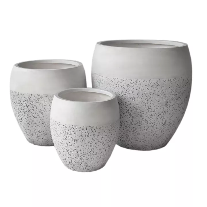 GARDEN PLANTERS SET 3PCS SERIES GARDENER HM4718 FIBERCLAY IN WHITE Φ55x54.5Hcm.