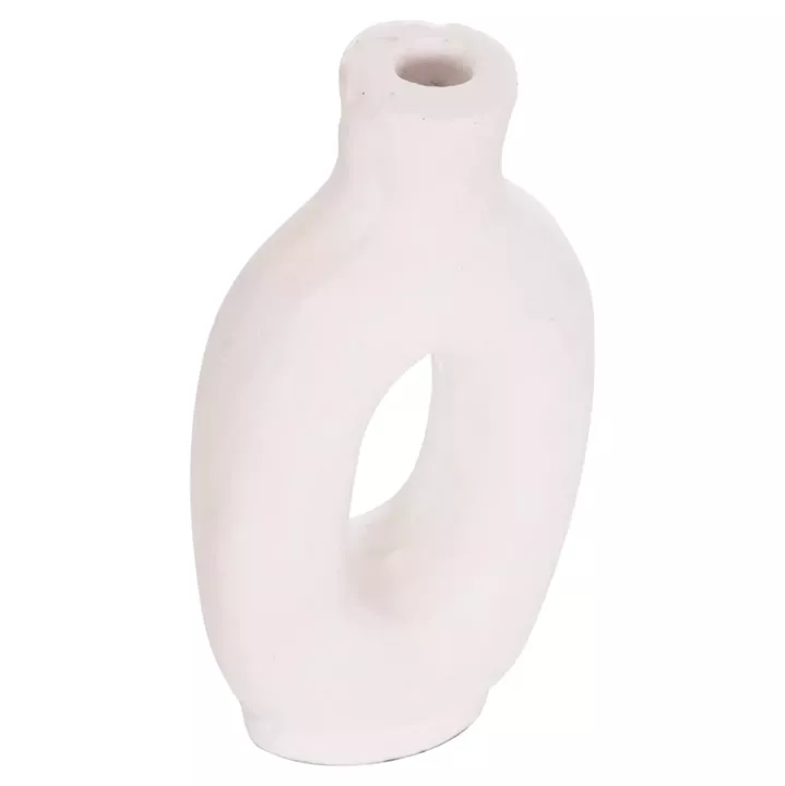DECORATIVE VASE SERIES CLAYVON HM4409 TERRACOTTA IN WHITE COLOR 10x5x21Hcm.