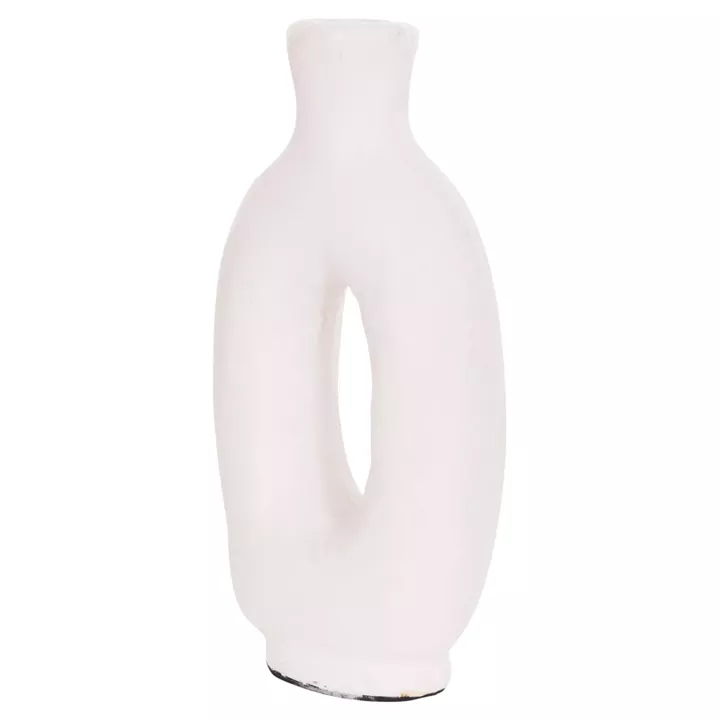 DECORATIVE VASE SERIES CLAYVON HM4409 TERRACOTTA IN WHITE COLOR 10x5x21Hcm.