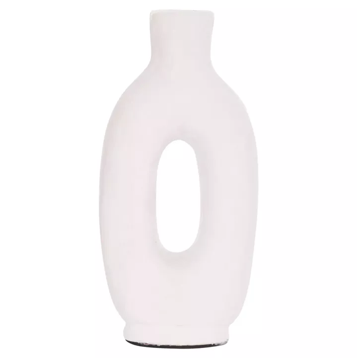 DECORATIVE VASE SERIES CLAYVON HM4409 TERRACOTTA IN WHITE COLOR 10x5x21Hcm.