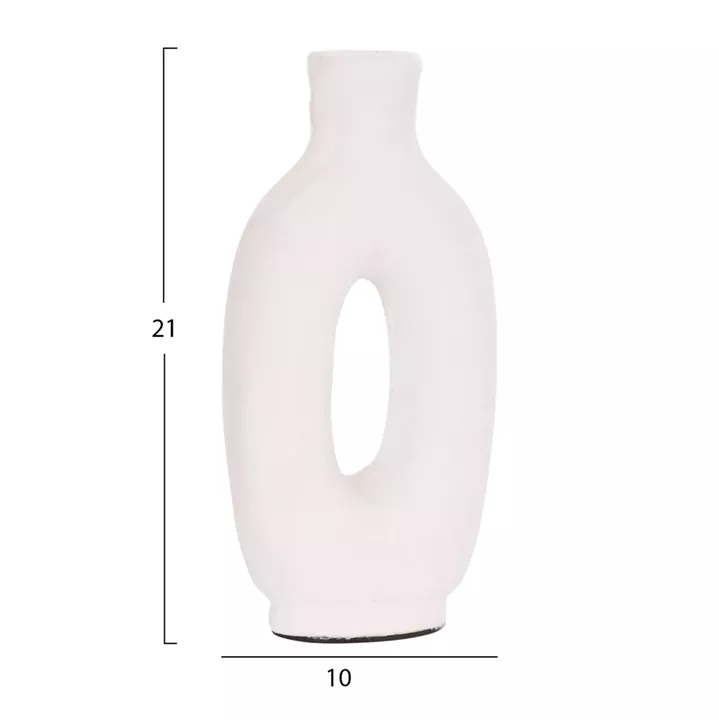 DECORATIVE VASE SERIES CLAYVON HM4409 TERRACOTTA IN WHITE COLOR 10x5x21Hcm.