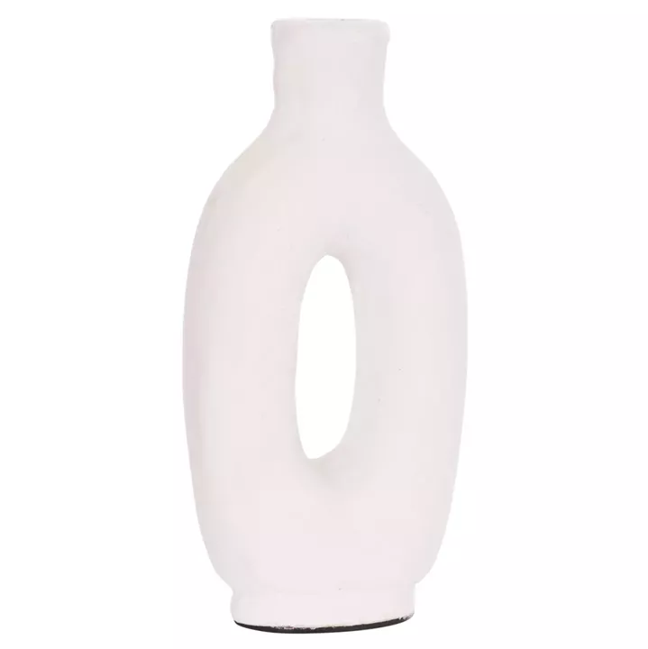 DECORATIVE VASE SERIES CLAYVON HM4409 TERRACOTTA IN WHITE COLOR 10x5x21Hcm.