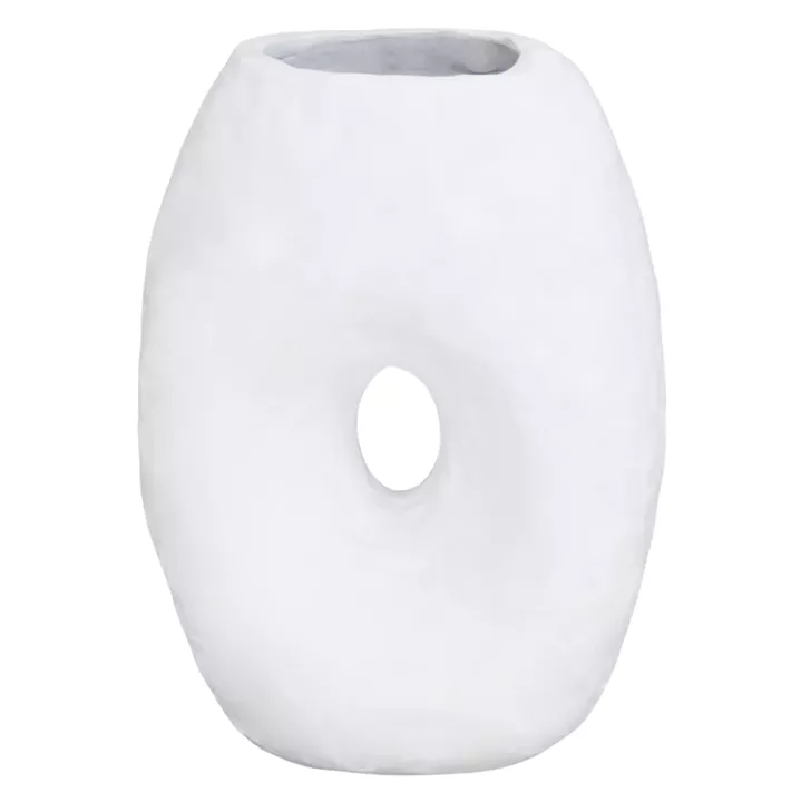 DECORATIVE TABLE VASE NAMENTIS HM4673.02L TERRACOTA IN WHITE COLOR--26.5x16x36.5Hcm.