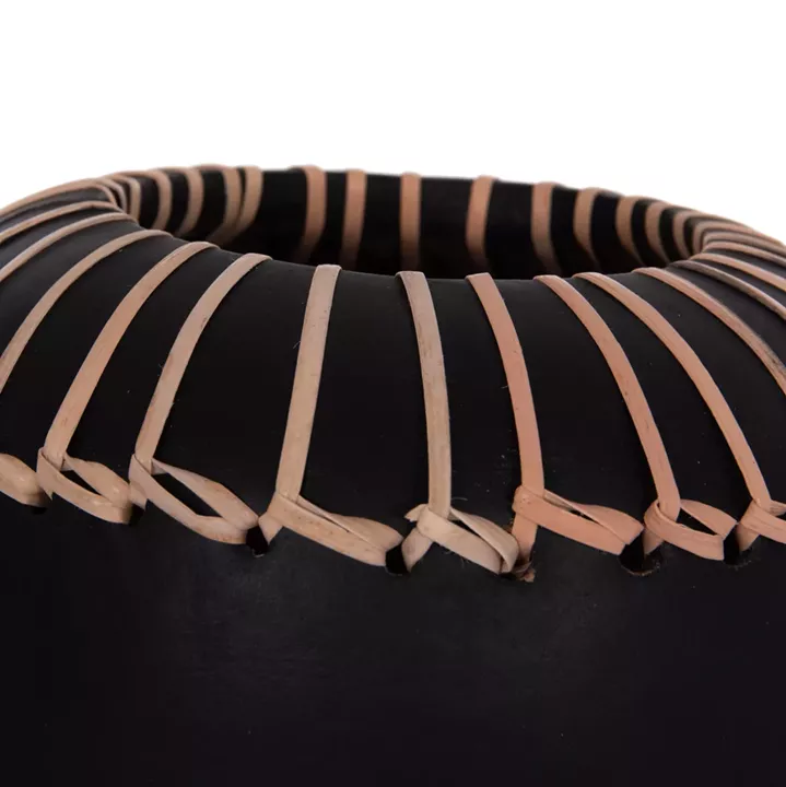 DECORATIVE TABLE VASE LENNOX HM4675.01S TERRACOTA IN BLACK--Φ18x33Hcm.