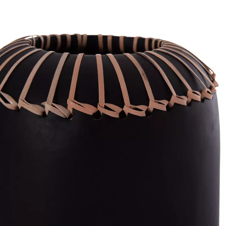 DECORATIVE TABLE VASE LENNOX HM4675.01S TERRACOTA IN BLACK--Φ18x33Hcm.