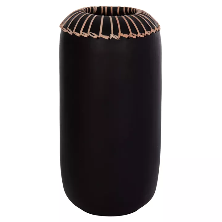 DECORATIVE TABLE VASE LENNOX HM4675.01S TERRACOTA IN BLACK--Φ18x33Hcm.