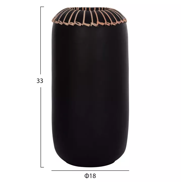 DECORATIVE TABLE VASE LENNOX HM4675.01S TERRACOTA IN BLACK--Φ18x33Hcm.