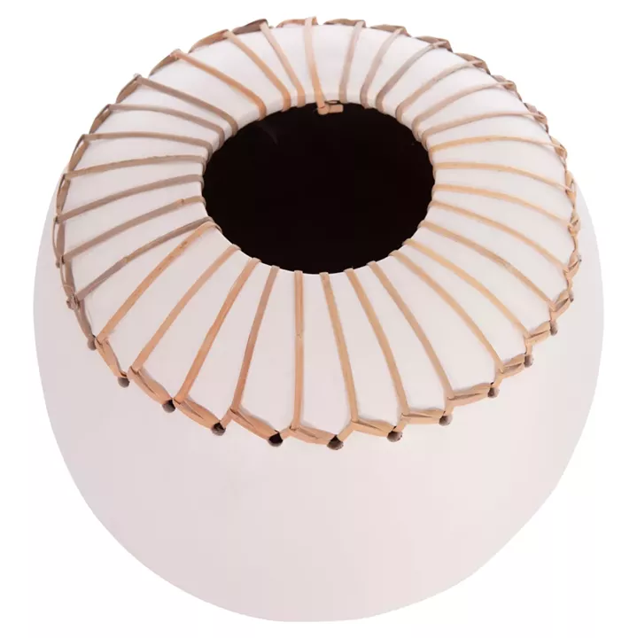 DECORATIVE TABLE VASE LENNOX HM4675.02L TERRACOTA IN WHITE--Φ22x20Hcm.