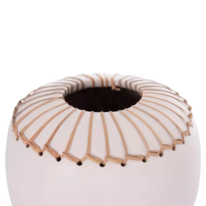 DECORATIVE TABLE VASE LENNOX HM4675.02L TERRACOTA IN WHITE--Φ22x20Hcm.