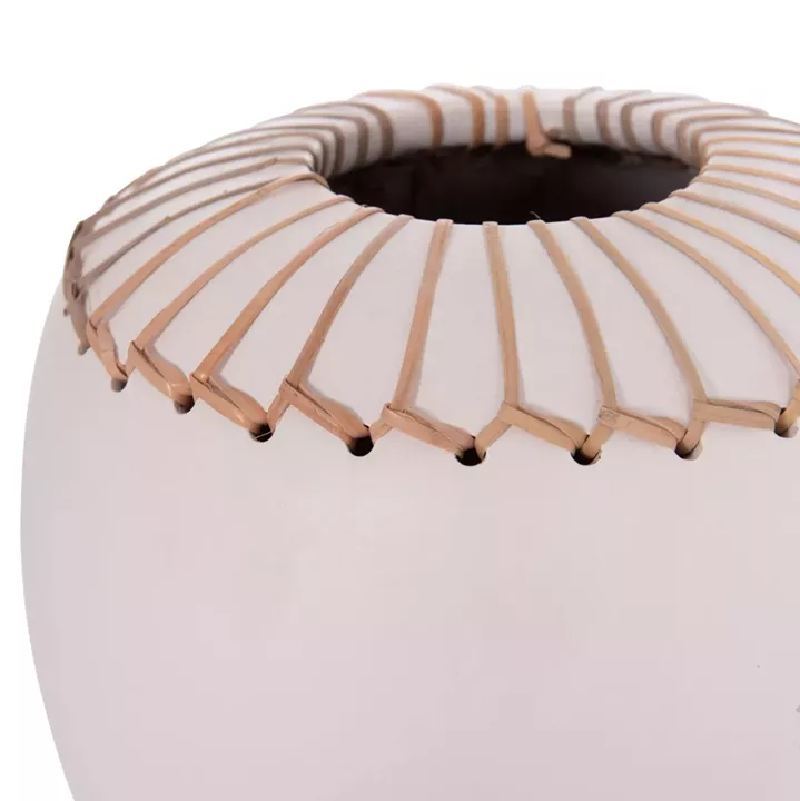 DECORATIVE TABLE VASE LENNOX HM4675.02L TERRACOTA IN WHITE--Φ22x20Hcm.