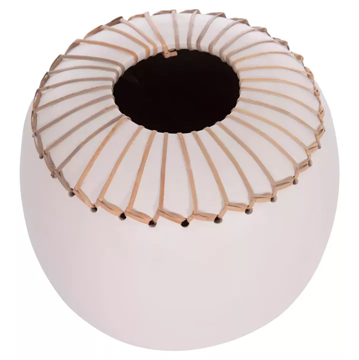 DECORATIVE TABLE VASE LENNOX HM4675.02L TERRACOTA IN WHITE--Φ22x20Hcm.