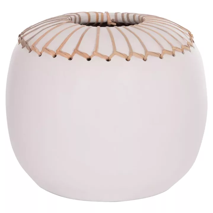 DECORATIVE TABLE VASE LENNOX HM4675.02L TERRACOTA IN WHITE--Φ22x20Hcm.