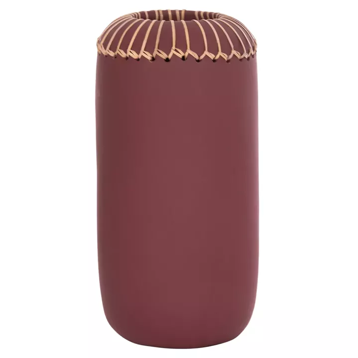 DECORATIVE TABLE VASE LENNOX HM4675.06S TERRACOTA IN MAROON RED--Φ18x33Hcm.