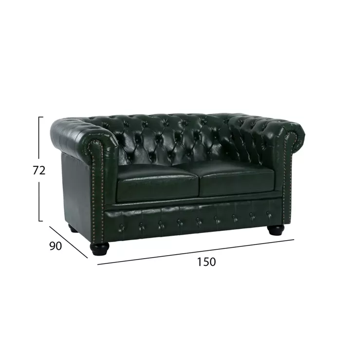 Sofa 2 seater T.Chesterfield HM3010.08 PU Cypress Green 150x90x72cm