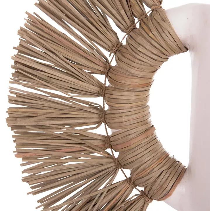 DECORATIVE TABLE VASE ALICA HM4668.02S TERRACOTA IN WHITE COLOR & GRASS--55x19x34Hcm.