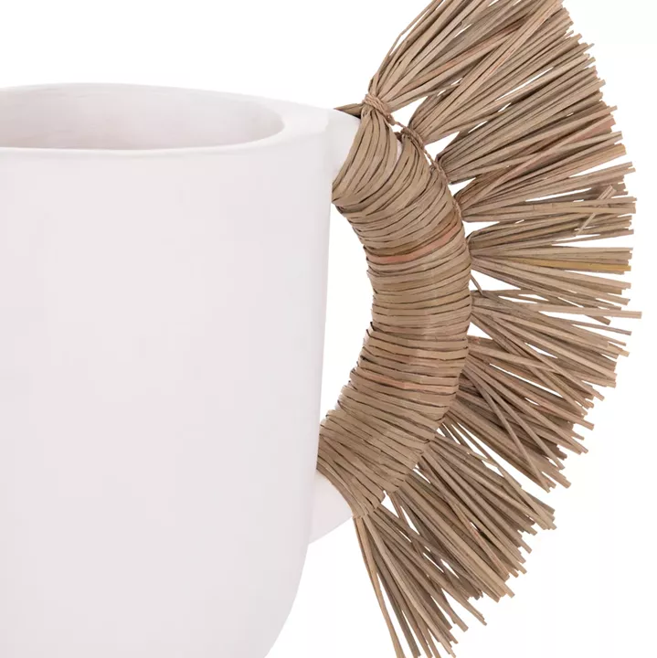 DECORATIVE TABLE VASE ALICA HM4668.02S TERRACOTA IN WHITE COLOR & GRASS--55x19x34Hcm.