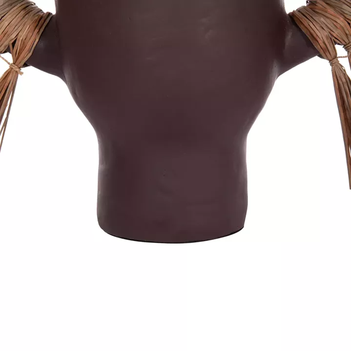 DECORATIVE TABLE VASE ALICA HM4668.07S TERRACOTA IN CHOCOLATE COLOR & GRASS--55x19x34Hcm.