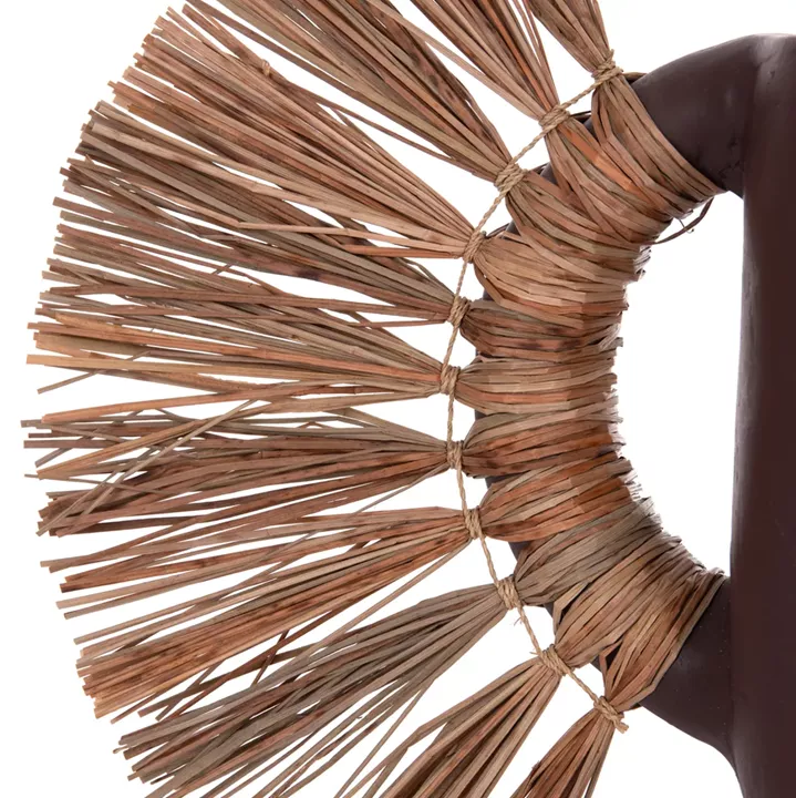 DECORATIVE TABLE VASE ALICA HM4668.07S TERRACOTA IN CHOCOLATE COLOR & GRASS--55x19x34Hcm.