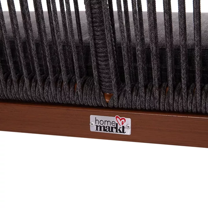OUTDOOR SOFA 2-SEATER MYRTIA HM5550.11 ALUMINUM IN BROWN--P.E. ROPE IN ANTHRACITE 123x61x90Hcm.