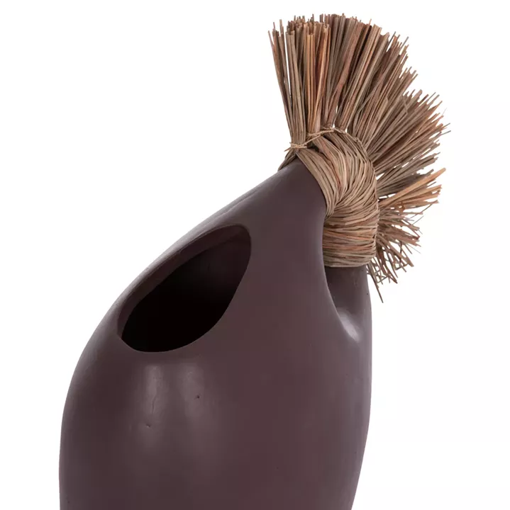 TABLE DECORATIVE VASE ALICA2 HM4671.07 TERRACOTA IN CHOCOLATE & GRASS--44x18x50Hcm.