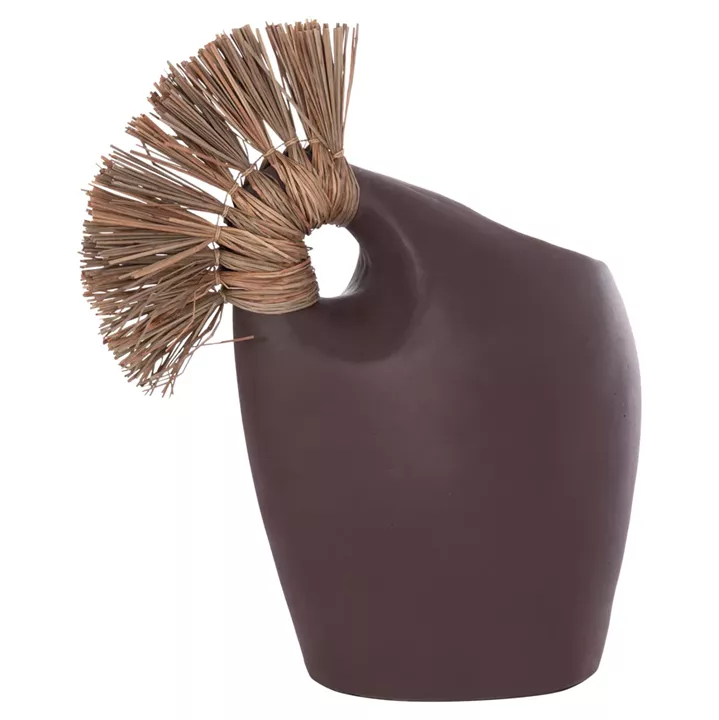 TABLE DECORATIVE VASE ALICA2 HM4671.07 TERRACOTA IN CHOCOLATE & GRASS--44x18x50Hcm.