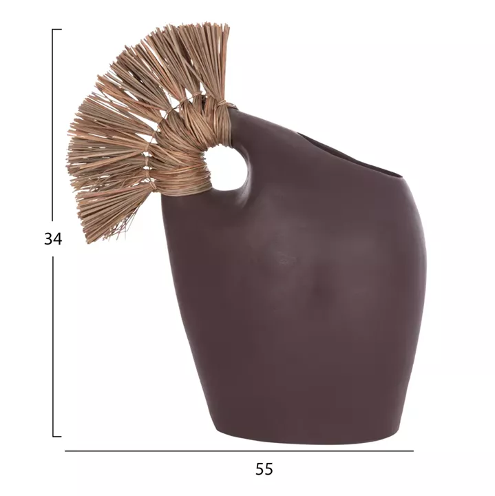 TABLE DECORATIVE VASE ALICA2 HM4671.07 TERRACOTA IN CHOCOLATE & GRASS--44x18x50Hcm.